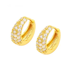 旭平时尚珠宝金色黄铜24k妇女性别白色水钻耳环