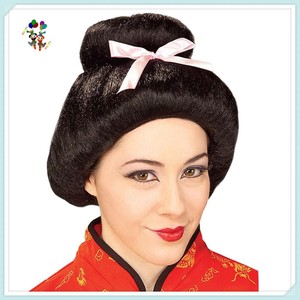 Disfraz <span class=keywords><strong>de</strong></span> <span class=keywords><strong>Geisha</strong></span> negra japonesa para fiesta, peluca sintética para Cosplay, HPC-1103 - Product Image 2