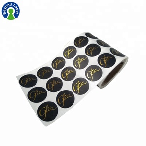Stampato Rotondo di Marca <span class=keywords><strong>Nome</strong></span> Logo <span class=keywords><strong>Adesivi</strong></span> In Vinile Lucido Impermeabile Etichette <span class=keywords><strong>con</strong></span> Oro Foglio di Stampa A Caldo - Product Image 3