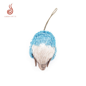 Burung hantu bulu biru kecil buatan dengan kayu untuk dekorasi pesta rumah - Product Image 3