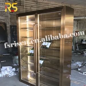Foshan moderno vino vetrina di vetro <span class=keywords><strong>soggiorno</strong></span> vino armadietto da esposizione <span class=keywords><strong>per</strong></span> bar mobili su misura in acciaio inox wine bar cabinet - Product Image 2