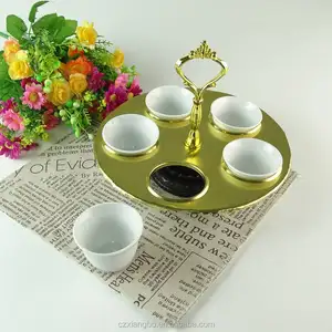 Cheap wholesale 5pcs ceramic arabic coffee cawa cup with decorative stand