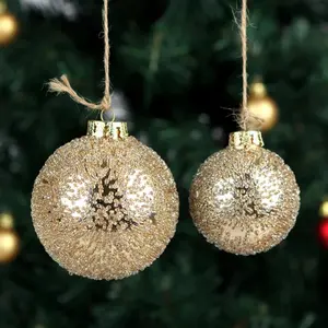 Ball Decorative with Small Bead Ornament Clear Glass Christmas Decoration Welcom OEM PVC Box CH_B_00081 Fashionable 1000pcs 8cm