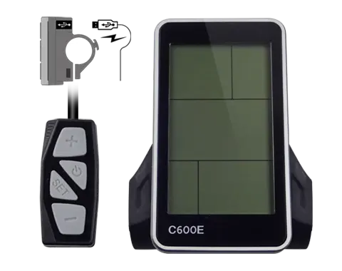 Bigstone e 자전거 lcd 디스플레이, USB 기능을 가진 kunteng LCD 디스플레이, 전자 자전거를 위한 ourmeter lcd 디스플레이
