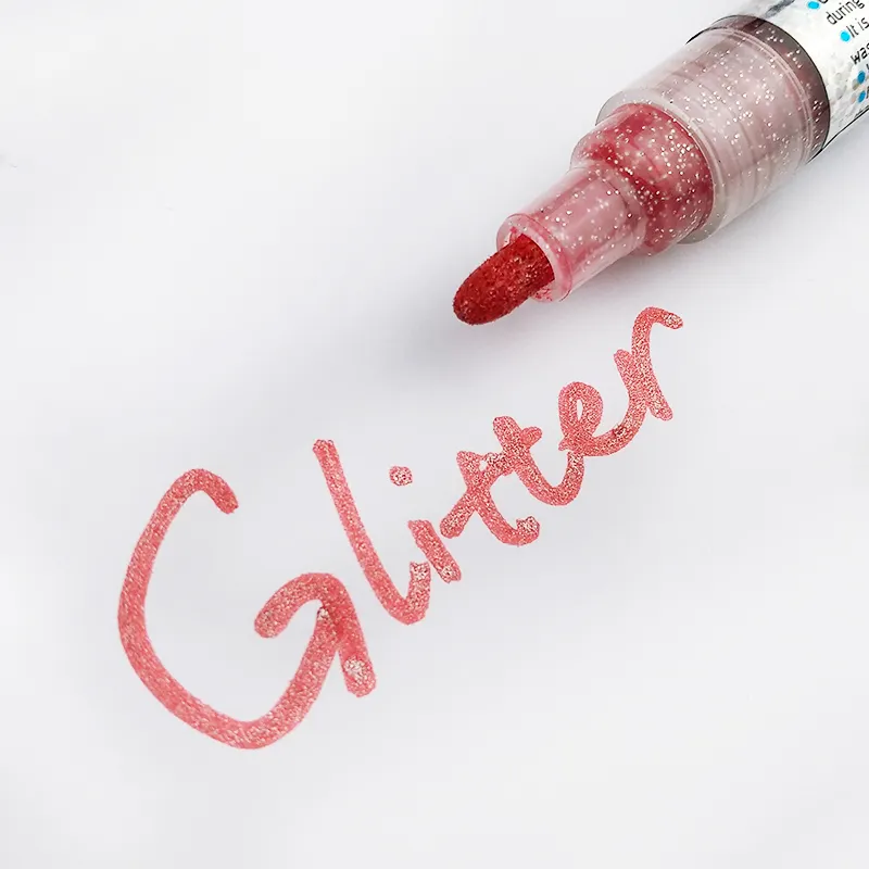 Sıvı tebeşir Glitter işaretleyici işaretleyici kalem renkli kalıcı çocuk boya kalemi okul Flysea boya rengi 140mm * 15mm FS500