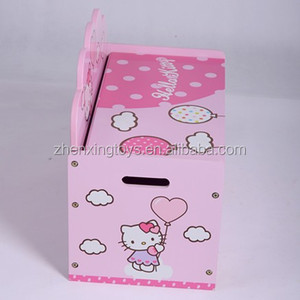 Scatola portaoggetti in legno rosa per bambini - Product Image 4
