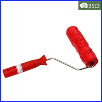 Fabricant Chinois 7" Outils Décoratifs Muraux Tête en Caoutchouc Texturée Rouleau à Motif Floral Mural et Pinceau à Peinture à Motifs