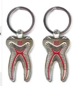 Porte-clés en métal en forme de dents, 1 pièce, croisé, molaire, pour cadeaux de promotion dentaire
