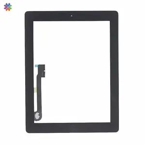 Telah Diuji 100% dan Dapat Pengganti Bekerja untuk iPad 3 4 A1599 A1600 Hitam Penggantian Layar Sentuh Digitizer + Mid Frame Be