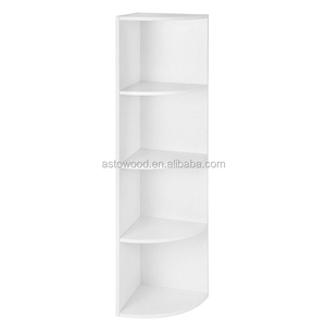 Melamine <strong>Cheap</strong> Hot Selling 4 Tier Corner Book <strong>Shelf</strong> <strong>Unit</strong> in White Color for Home Corner Use - Product Image 1