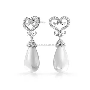Keiyue Filigree Heart Design Teardrop Tanishq Pearl Wedding Jewellery Earring Freshwater Pearl Earrings