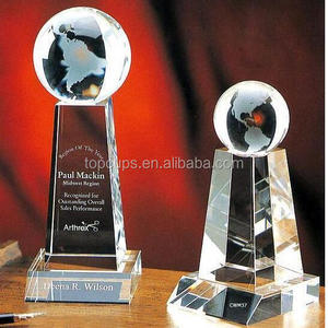 CRYSTAL <strong>GOLF</strong> TROPHY FOOTBALL <strong>GLOBE</strong> <strong>BALL</strong> TROPHY - Product Image 5