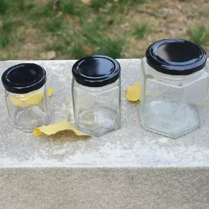 Pot en verre hex pour aliments, conservation, résistant à la chaleur, avec couvercle, 1 pièce