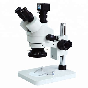 Microscopio estéreo trinocular 7X-45X con lente 0.7X-4.5x para inspección industrial con cámara y anillo de luz LED - Product Image 5