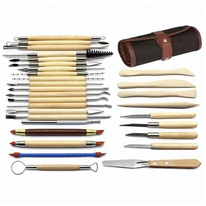 Artisanat artistique, 30 pièces d'outils de sculpture en argile, ensemble d'outils de sculpture en poterie, poterie et céramique, manche en bois, outils de modelage en argile - Product Image 3