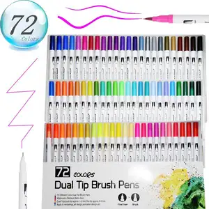 72 حزمة fineliner فرشاة ألوان مائية القلم ، المزدوج تلميح الفن علامات مجموعة للتلوين