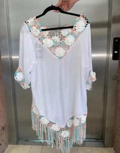 2019 nieuwste kleurrijke bloem patroon ontwerp cover up beach wear blouse