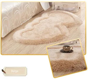 Polyester beige heart shape small long pile shaggy carpet