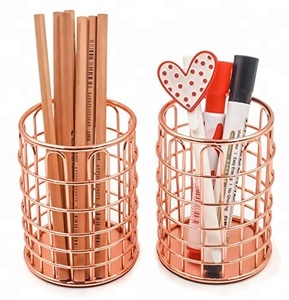 OEM & wholesale office & home supply-Juego de <span class=keywords><strong>mesa</strong></span> organizador de escritorio de metal de oro rosa, conjunto estacionario, 6 uds. - Product Image 3