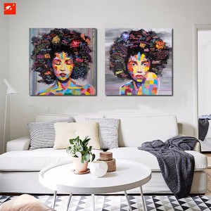 Nuovo Design all'ingrosso moderno donne africane ritratto su tela pittura stampata su tela con macchina per la decorazione domestica - Product Image 4