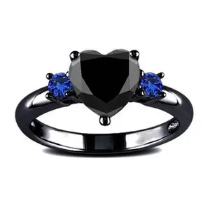 Wholesale heart shaped black stone ring engagement ring accessories