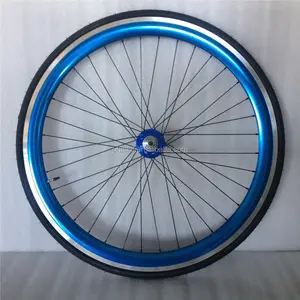 Blu anodizzato fixie ruota set 43 millimetri di vibrazione flop a scatto fisso bici da strada colorato wheelset