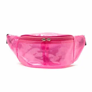 custom print pink clear waterproof pvc belt waist bum bag transparent fanny pack