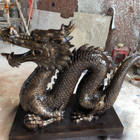 Statue de dragon chinois grandeur nature en bronze, décoration