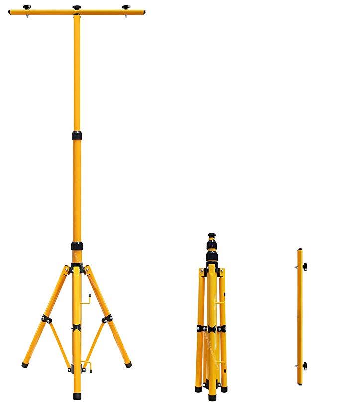Custom Adjustable Work Light Twin Heavy Duty Floodlight Tripod Stand for Job Site Lighting 2 Mount Retractable Frame