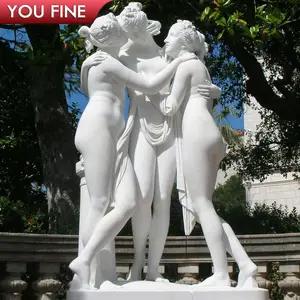 Famous Replica Handmade Sexy White Nude Marble Three Graces Statue