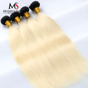 Mechones de pelo ondulado de color ombré, negro a rubio, dos colores, trama de cabello de tono moderno 1b 613