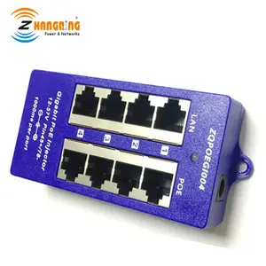 Passive 4 Port Gigabit Ethernet PoE Injector Power Over Ethernet used with any switch power up to 4 IP camera/CCTV