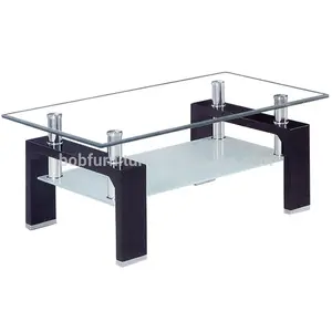 Table basse ou à thé en bois, support carré à double couche, design moderne, images de style européen, 2017