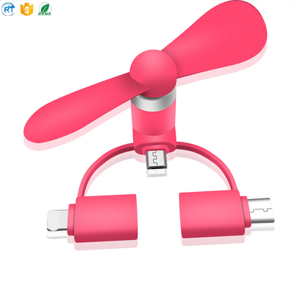 3 In 1 Voor Iphone Android En Type-C Fan Micro Usb Mobiele Telefoon Ventilator Draagbare Mini Fan