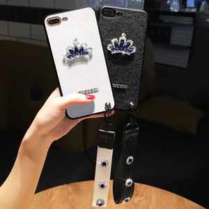 Lujo taladro <span class=keywords><strong>reina</strong></span> de cuero patrón del mitón Sling caso de teléfono inteligente para el iPhone X - Product Image 3
