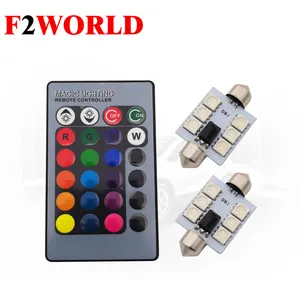 F2WORLD LED ไฟ LED สำหรับภายในรถเปลี่ยนสีได้หลายดวง C5W RGB T10 C3W c10w 31มม. 36มม. 39มม. 41มม. 6SMD 5050