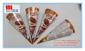 Aluminium Foil Food Grade Kerucut Kertas Lengan untuk Es Krim dengan Logo