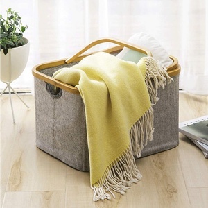 Moderno diseño de mango de bambú de sucio bolsillo cesta de almacenamiento de ropa <span class=keywords><strong>para</strong></span> niños - Product Image 1