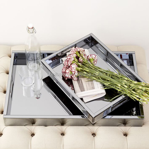 Hot Sale Perfume <strong>Vanity</strong> <strong>Tray</strong> Sets Glass Mirrored Ottoman <strong>Tray</strong> - Product Image 1