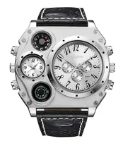Oulm 1349 Nova Esporte Relógios Homens Super Grande Macho Grande Mostrador do relógio de Quartzo Decorativo Termômetro Bússola relógio de Pulso Dos Homens de Luxo