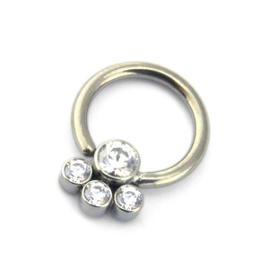 Samsung — bague de perles 120mm en titane F136, ensemble de pierres précieuses CBR, avec lunette, 4 emplacements CZ - Product Image 2