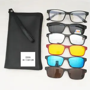 DLC2252 PC Driving Glasses Set with Magnetic 5 Clip on Man Sunglasses