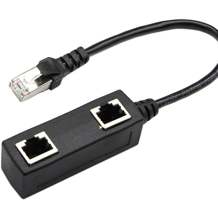 2 in 1 RJ45 Network Splitter Adapter Cable 1 to 2 ways Female Socket Port LAN Ethernet Network Splitter Y Cable