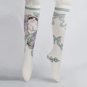 Hot sale fashion print animal over <span class=keywords><strong>the</strong></span> knee young girl tube sexy nylon stockings - Product Image 1
