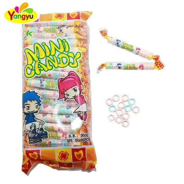 Hot Sell Individuele Verpakking Mini Fruit Roll Snoep Pers Cirkel Candy Hard Candy