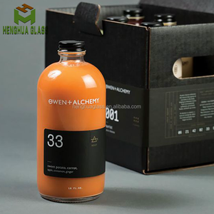 Rỗng vòng hình dạng 16oz 500ml Flint thủy tinh trái cây chai nước ép thực phẩm chứa chất lỏng Boston lirod chai thủy tinh với tin vít nắp - Product Image 1