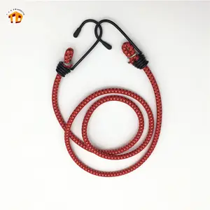 Tali Bagasi Elastis Merah dengan Kait, Tali Peregangan Sepeda Tali Bungee Cord dengan Kait