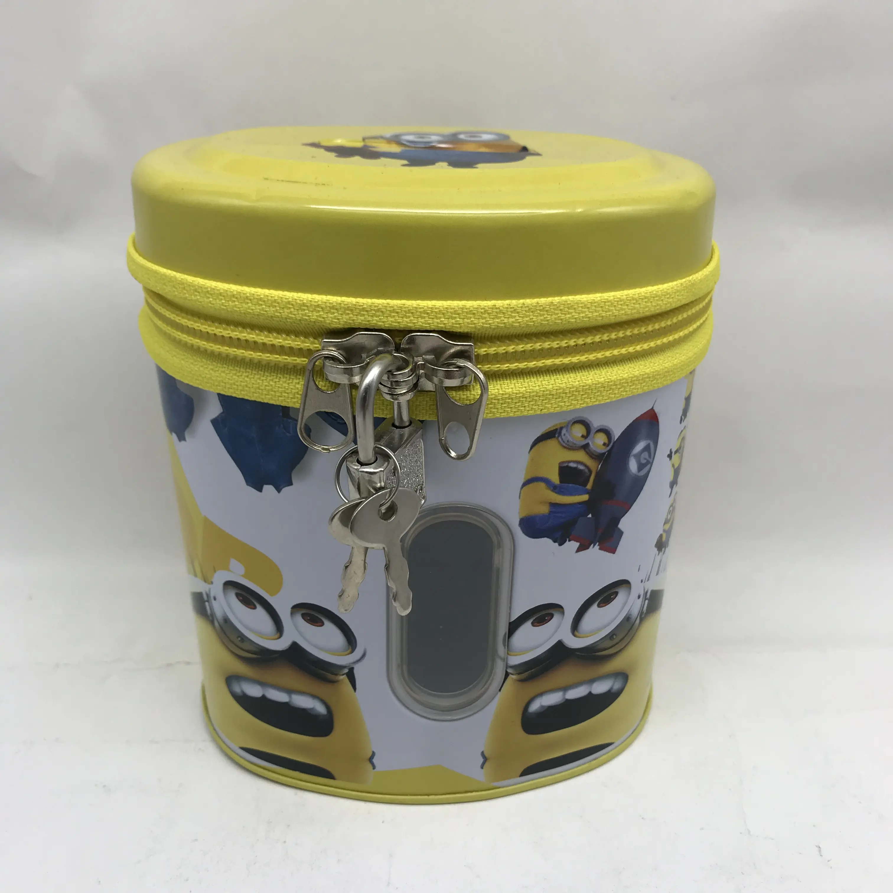 cute kids metal coin box wholesaleoval money saving can cheap custom tin coin bank with loack and key