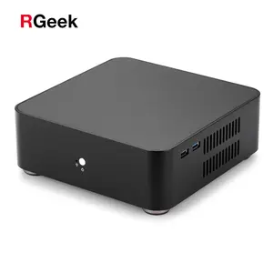 Rgeek L65 Aluminium Tanpa Kipas USB3.0 Komputer PC Mini Case ITX HTPC 4 K OEM Gaming PC Case