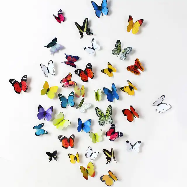 Wholesale 19ピース/ロット家の装飾のための新しい3Dカラフルな鮮やかな蝶の壁のステッカー庭のための生命の蝶に忠実な子供部屋 From  m.alibaba.com